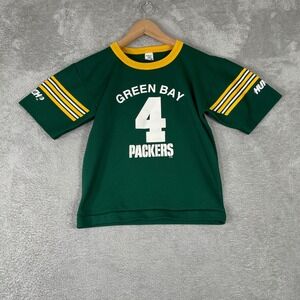 Vintage Brett Favre Green Bay Packers Jersey Kids Medium Green #4 NFL Hutch